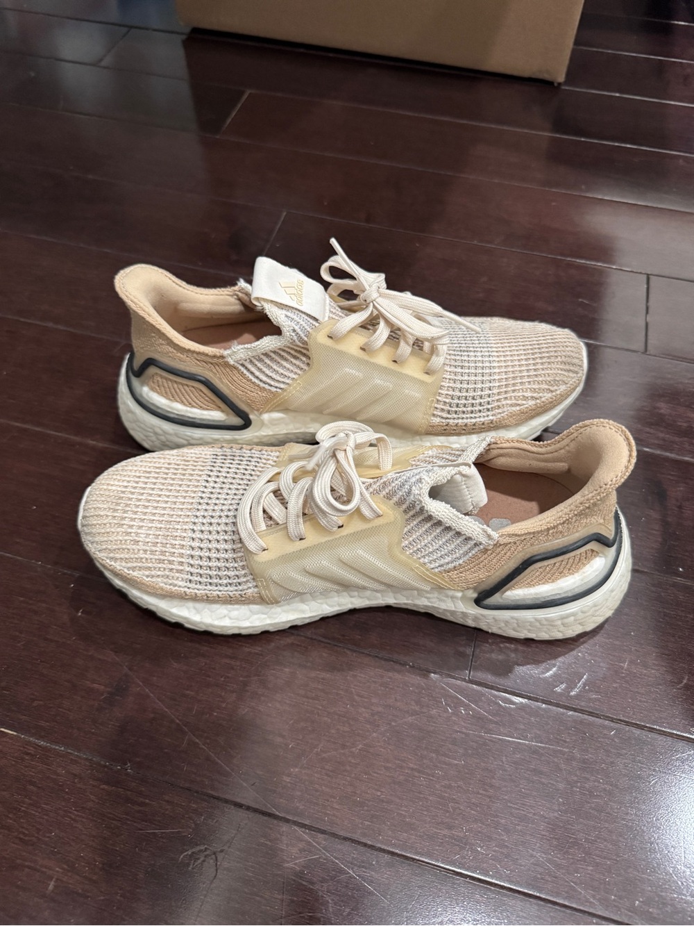 Adidas Ultra Boost Beige Knit Running Sneakers with Lace-Up